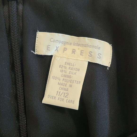 Vintage Express Y2K 90s Black Velvet Floral Burnout Shift Dress Silk Whimsygoth - Picture 5 of 7